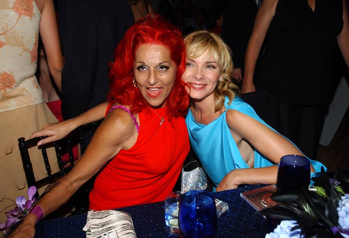 Patricia Field and Kim Cattrall pose together during the 'Sex and the City' season 5 premiere party