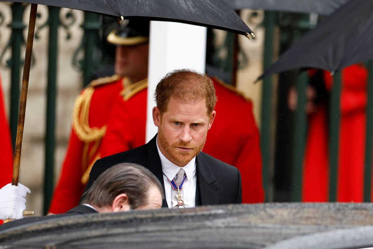 Prince Harry departs the coronation of King Charles III and Queen Camilla