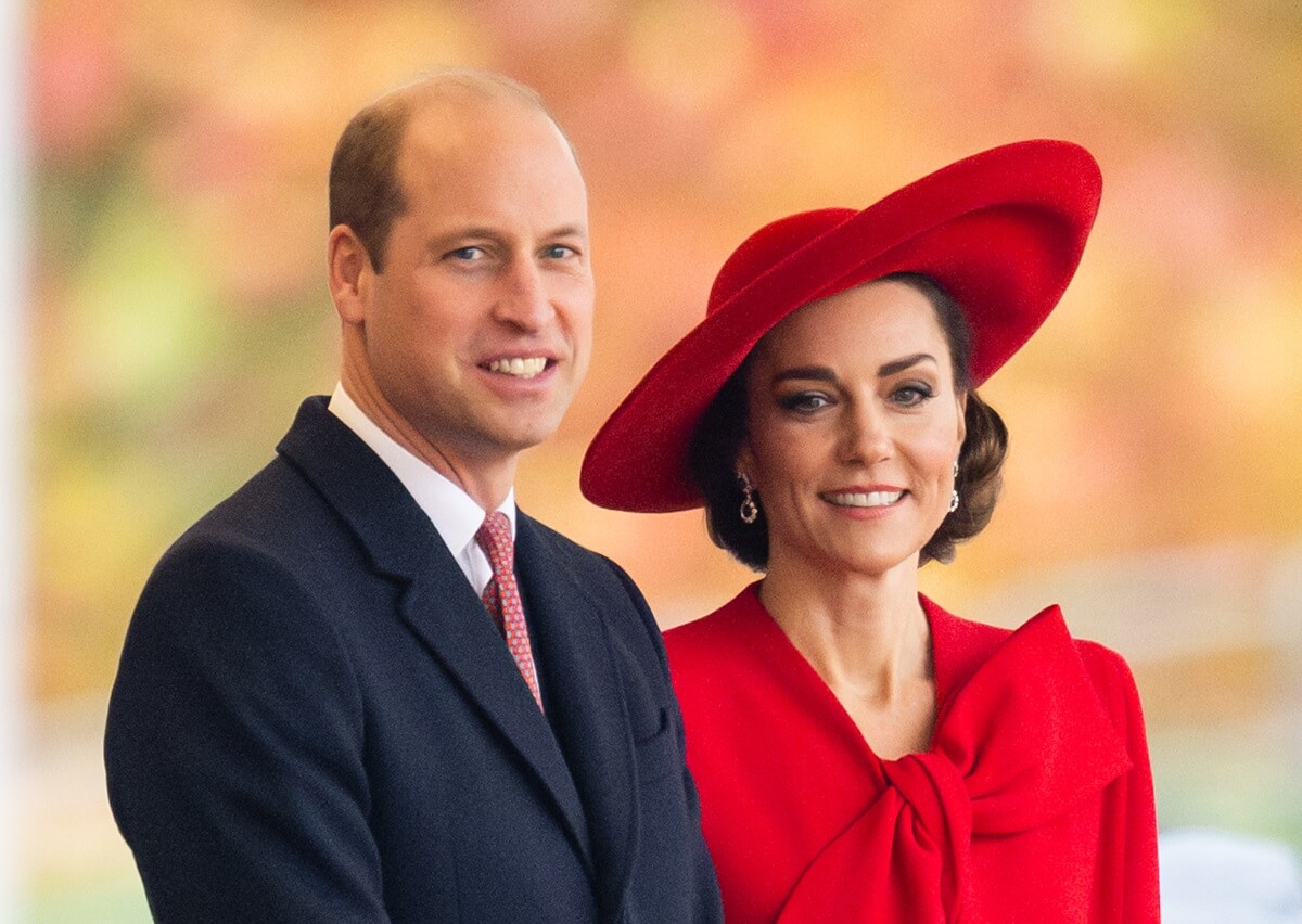 Prince William and Kate Middlleton attend a ceremonial welcome for the president and the first lady of the Republic of Korea at Horse Guards Parade