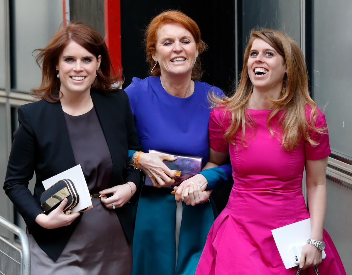 Princess Eugenie (left) and Princess Beatrice with their mother, Sarah Ferguson