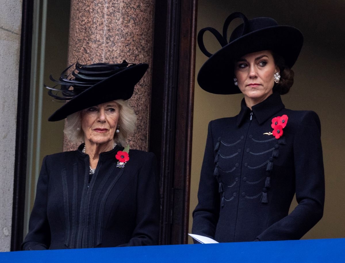 Queen Camilla (formerly Camilla Parker Bowles) and Kate Middleton attend the National Service of Remembrance at The Cenotaph