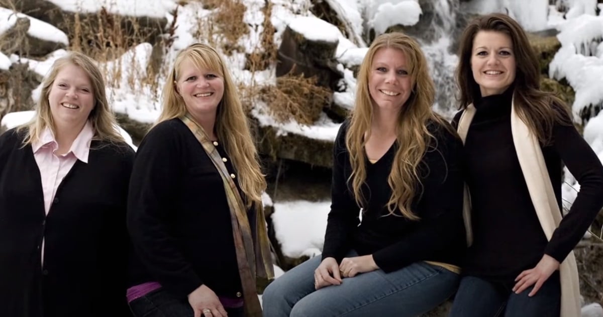 Janelle Brown, Christine Brown, Meri Brown and Robyn Brown appear together in a 'Sister Wives' promotional photos; most of them no longer have relationships with each other.