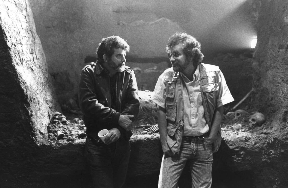 Steven Spielberg and George Lucas on the set of 'Indiana Jones'.