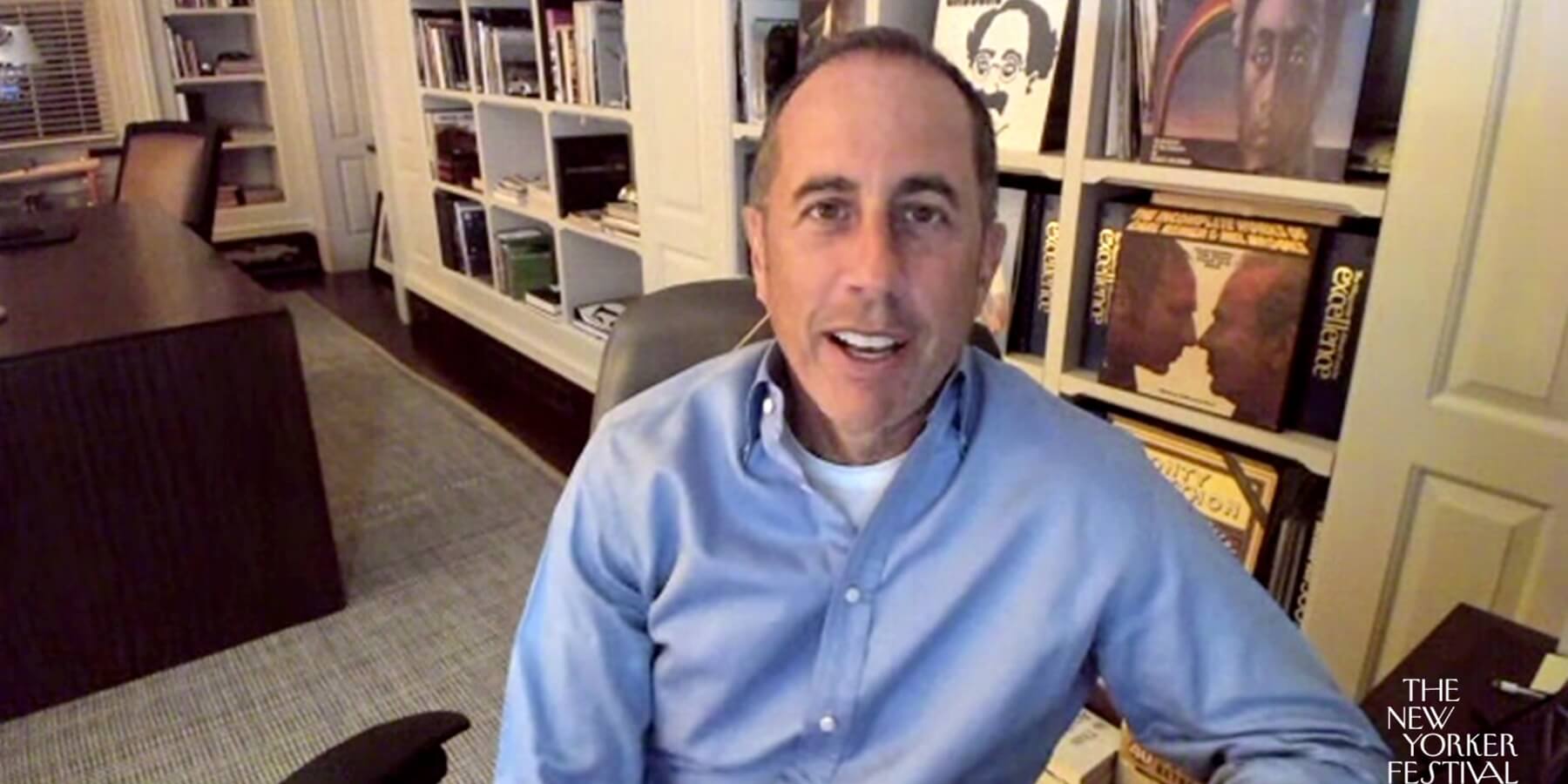 Jerry Seinfeld photographed at home in 2020.