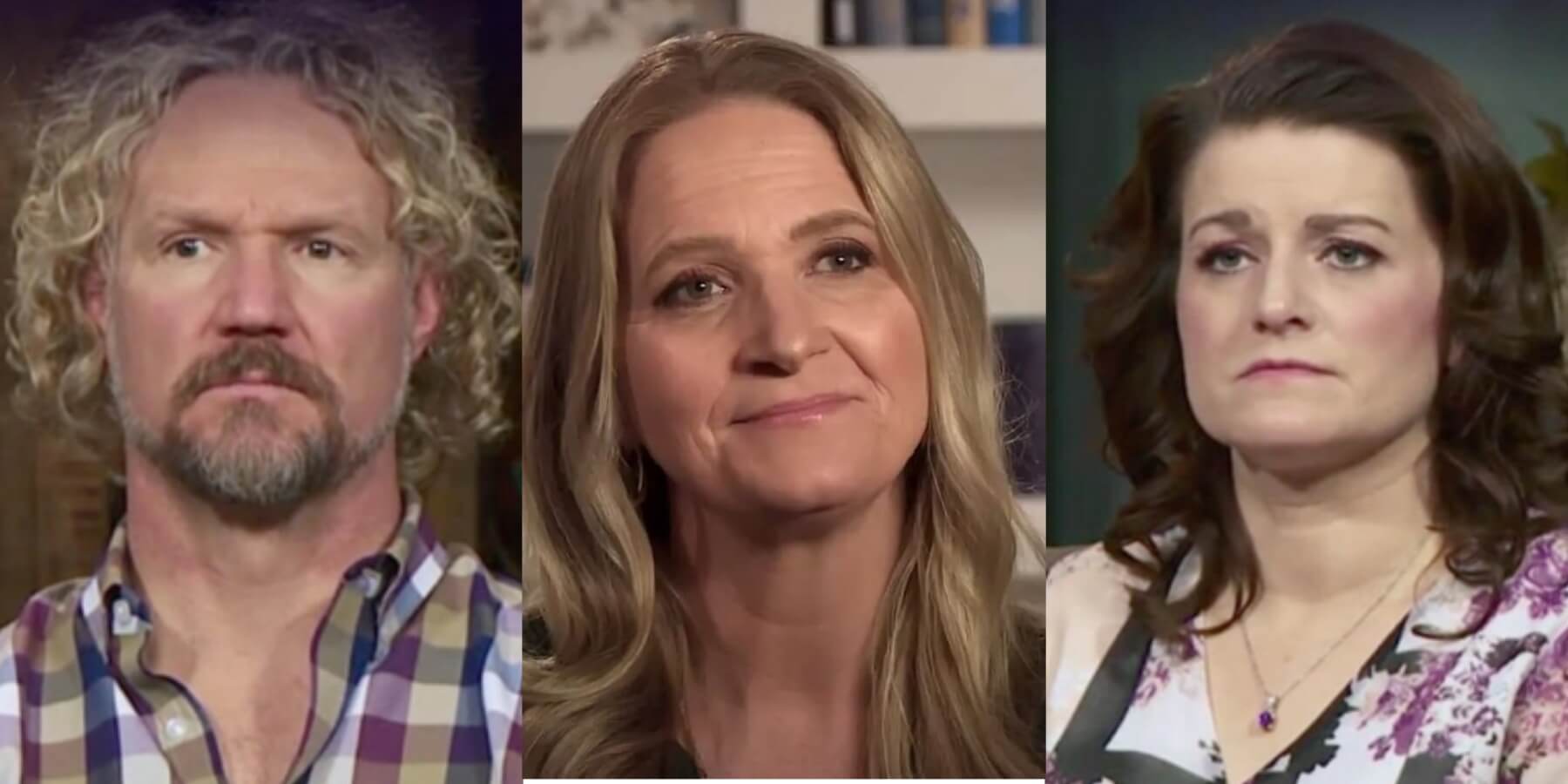 Kody Brown, Christine Brown and Robyn Brown seated for 'Sister Wives' confessionals.