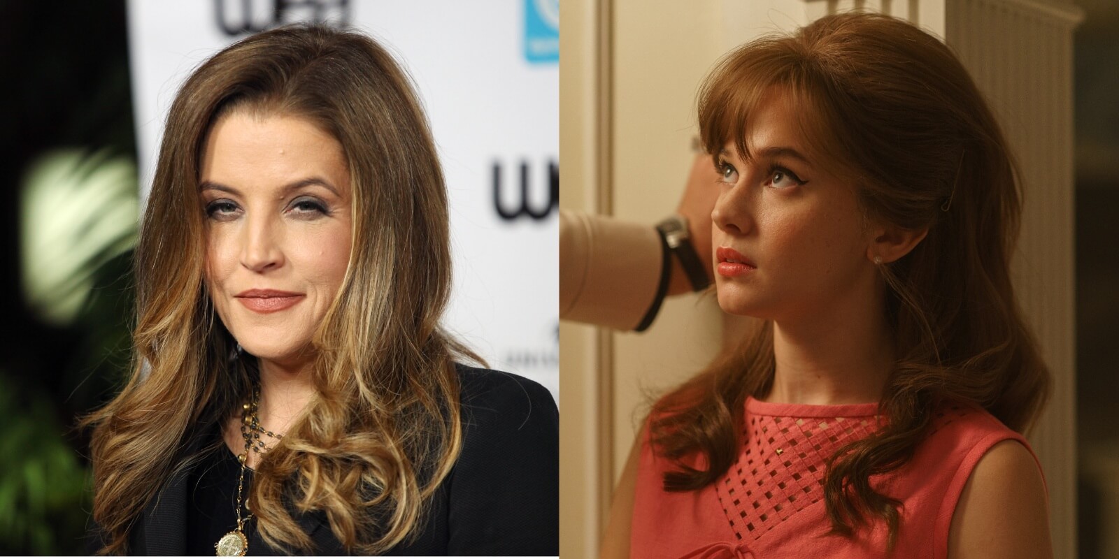 Lisa Marie Presley in a side by side photograph alongside 'Priscilla' star Cailee Spaney.
