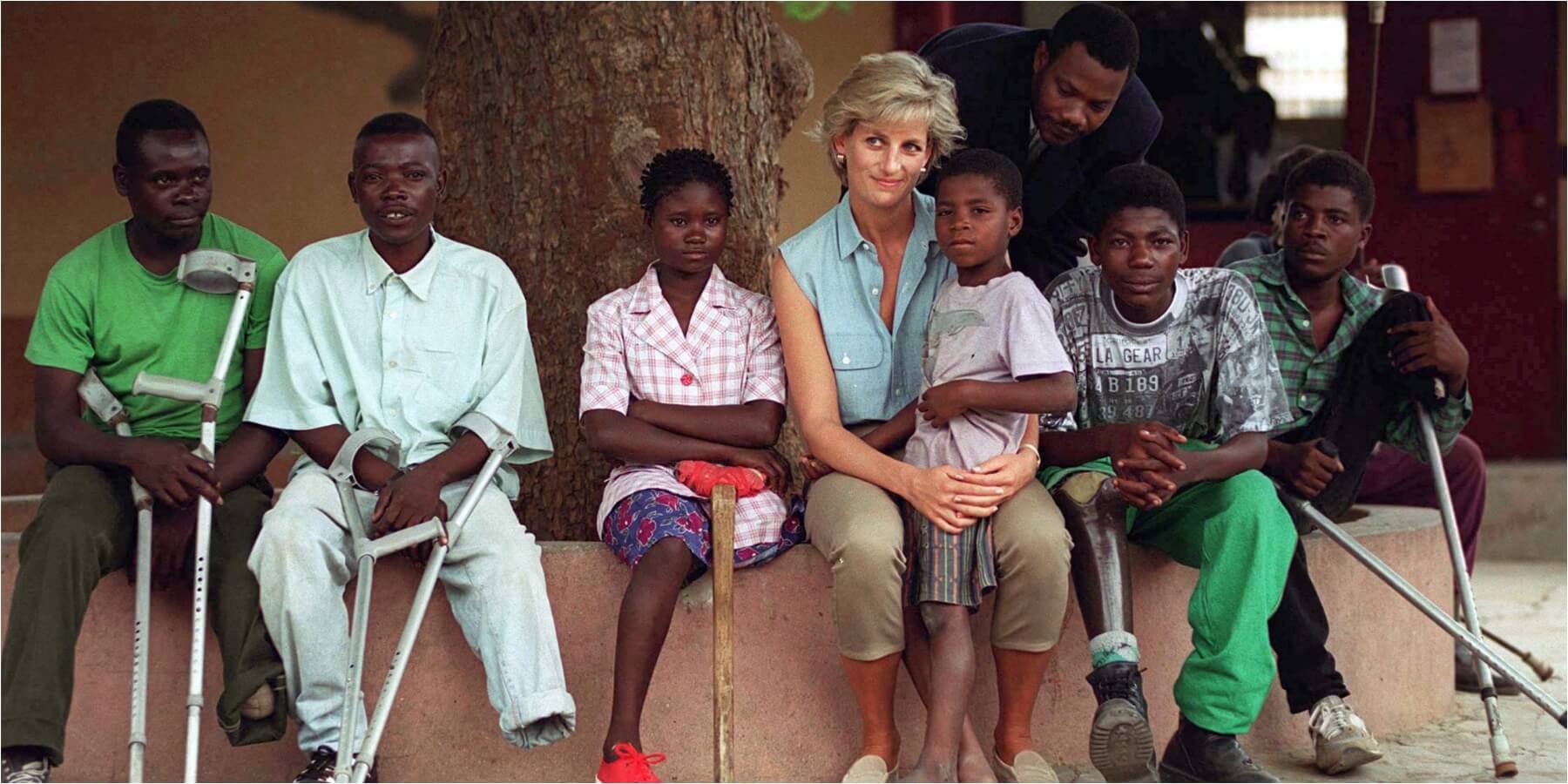 Princess Diana campaigns on behalf of landmines in Angola in 1997.