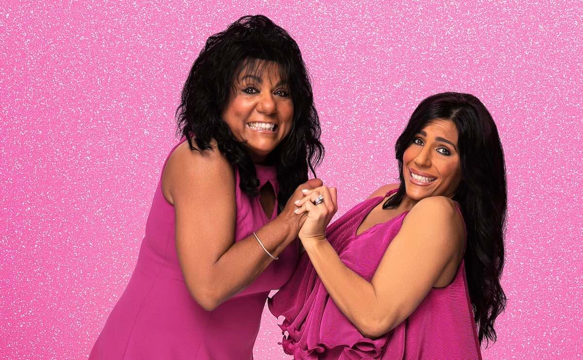 Kathy and Cristina from 'sMothered' on a pink backround