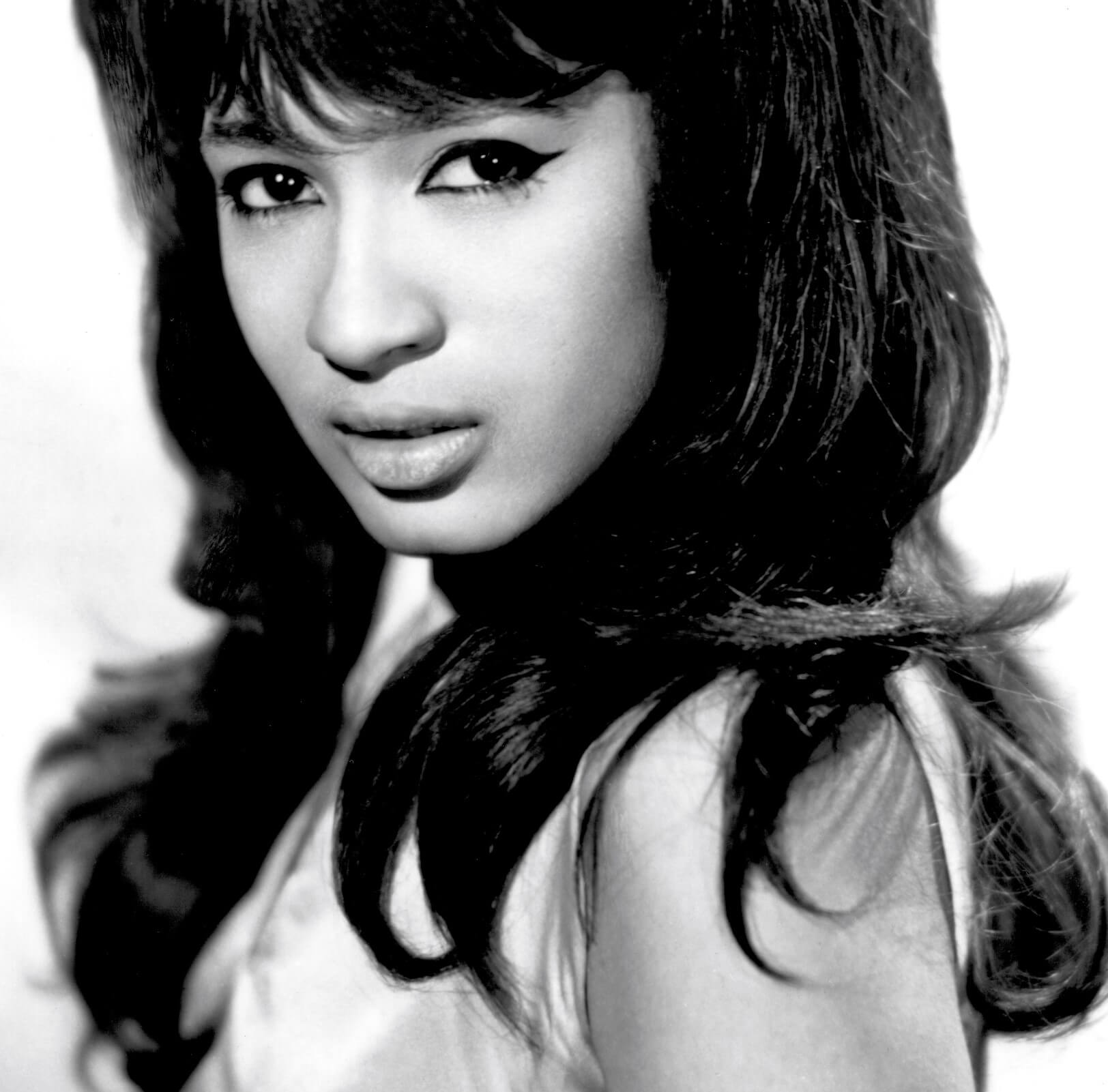 The Ronettes' Ronnie Spector in black-and-white
