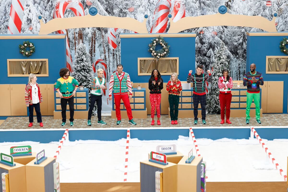 The 'Big Brother Reindeer Games' contestants standing in a row