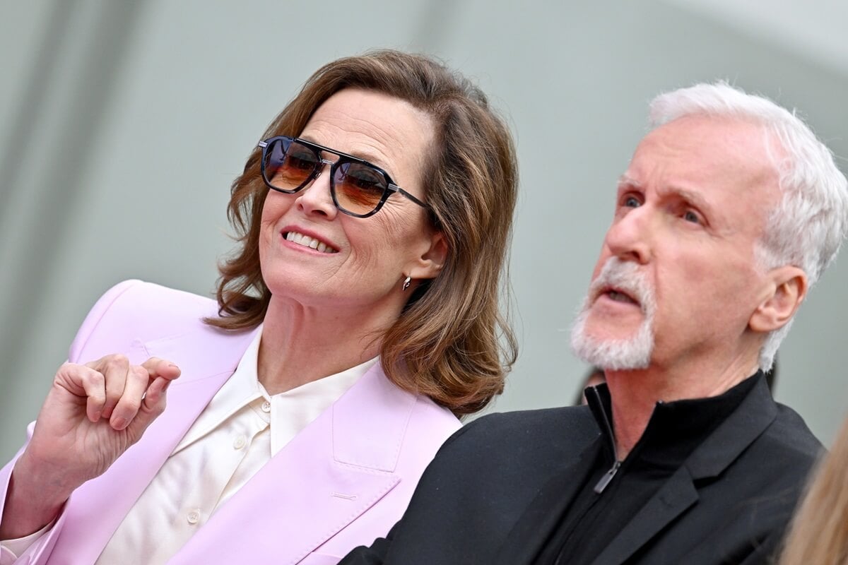 Sigourney Weaver and James Cameron attend the Hand and Footprint Ceremony honoring James Cameron and Jon Landau at TCL Chinese Theatre.