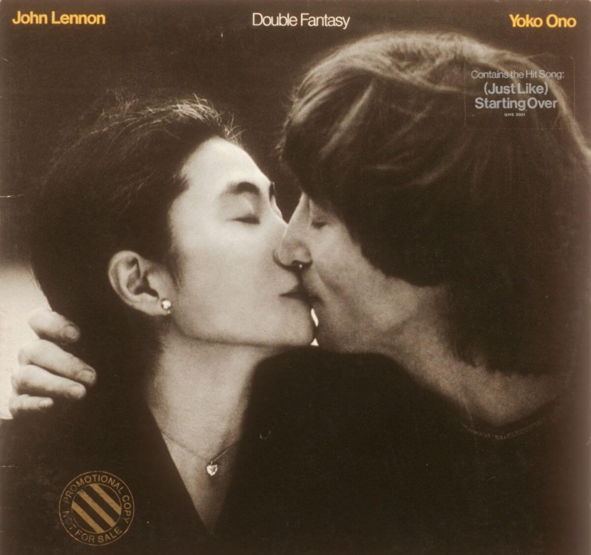 John Lennon and Yoko Ono kiss on the cover of the 'Double Fantasy' album.
