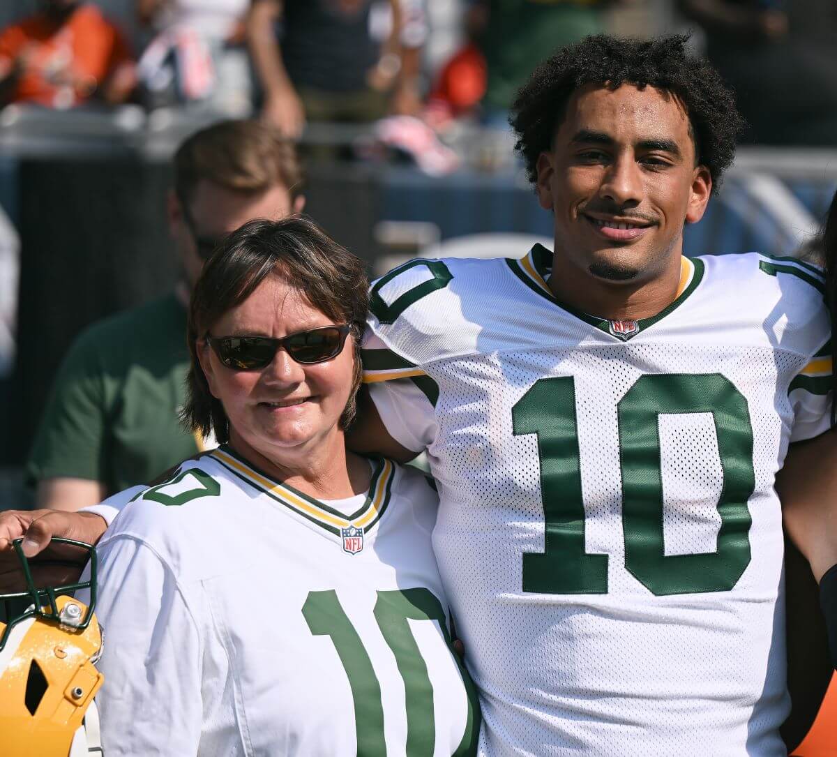 Jordan Love of the Green Bay Packers poses for a photo with his mother Anna Love
