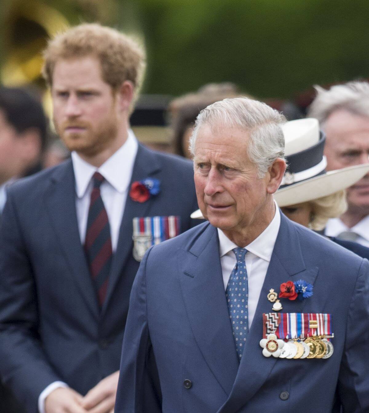 King Charles III and Prince Harry attend a Commemoration of the Centenary of the Battle of the Somme at The Commonwealth War Graves Commission Thiepval Memorial