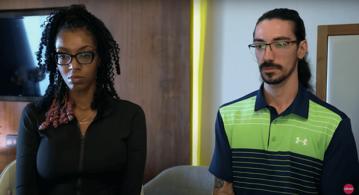 Lauren and Orion looking serious in an episode of 'Married at First Sight' Season 17
