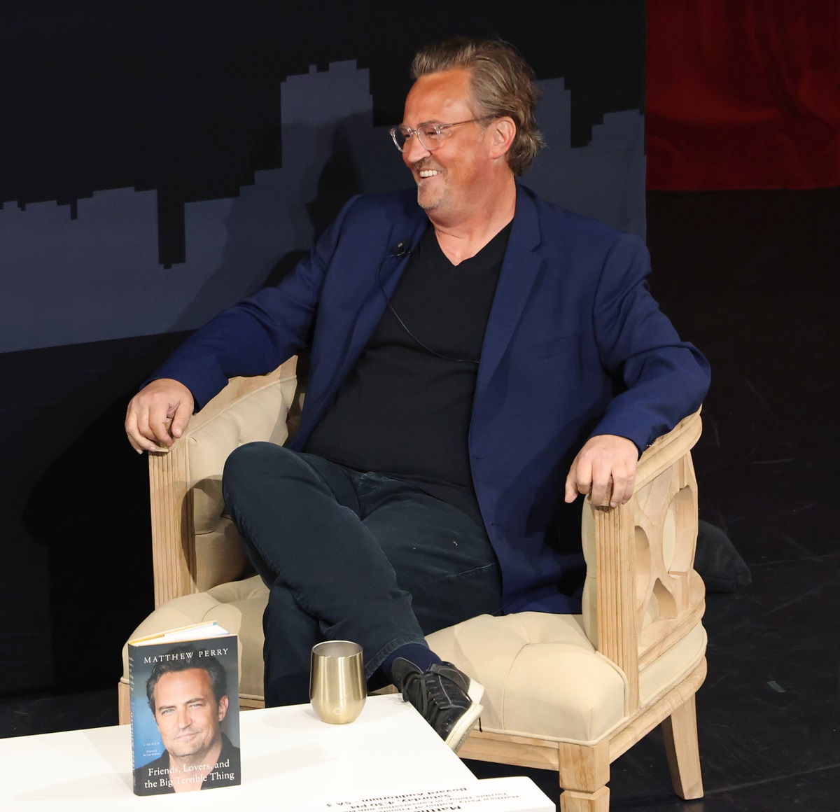 Matthew Perry appears on stage at the 2023 Los Angeles Times Festival of Books at the University of Southern California