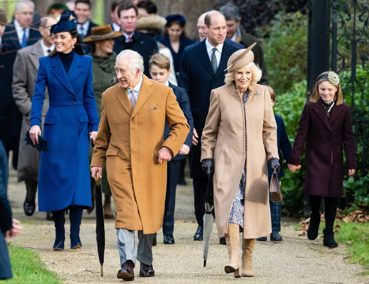 Members of the royal family walk to the Christmas Morning Service at Sandringham Church in Sandringham, Norfolk
