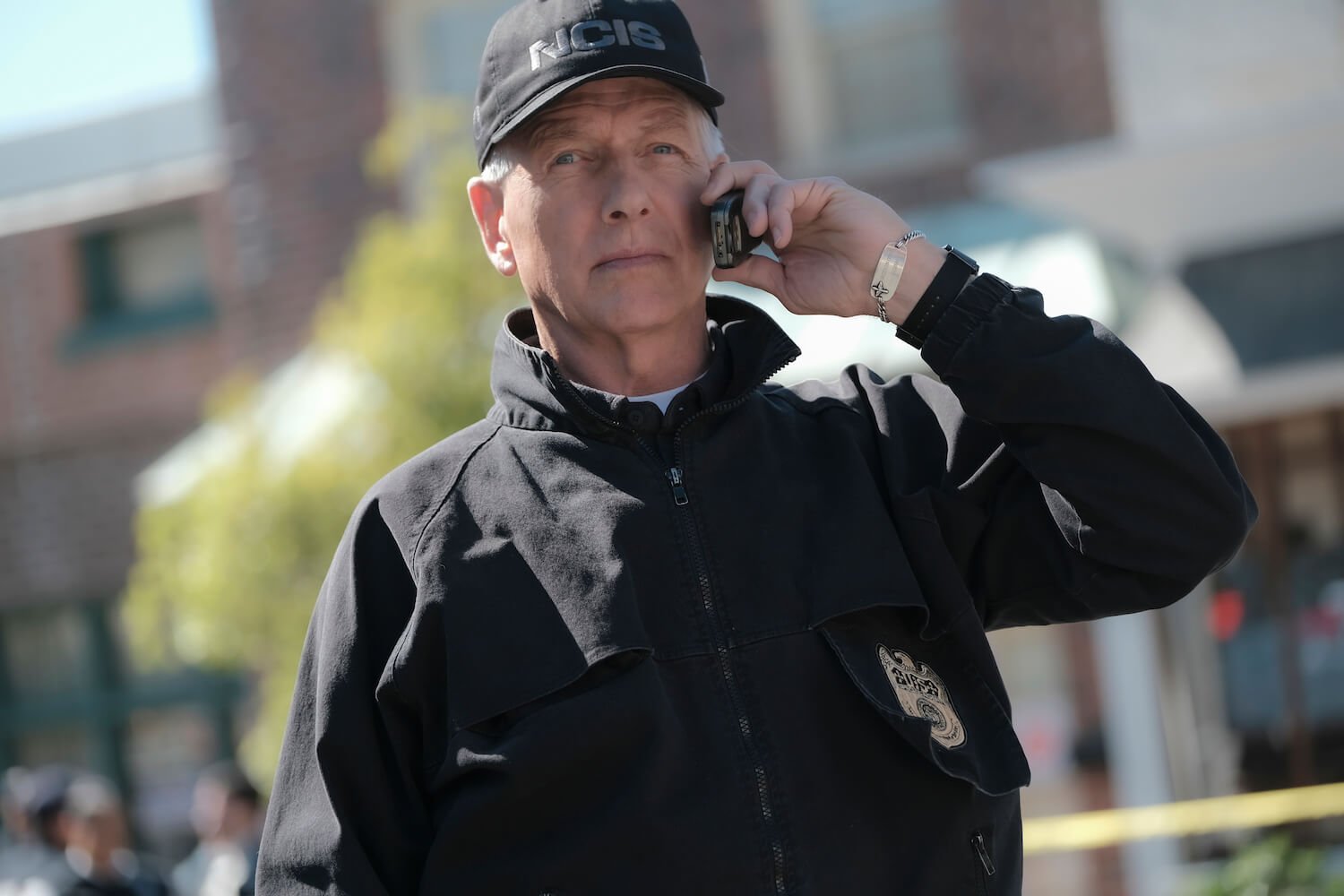 Mark Harmon speaks on the phone as Leroy Jethro Gibbs in 'NCIS'