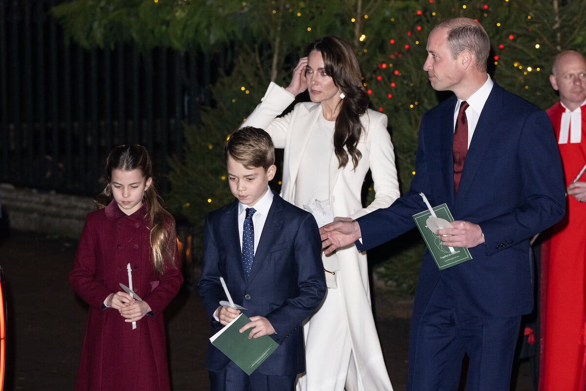 Prince George, who looks like a 'grown-up' in the Wales family's 2023 Christmas card, at 'Together at Christmas' carol concert with Princess Charlotte, Prince William, and Kate Middleton