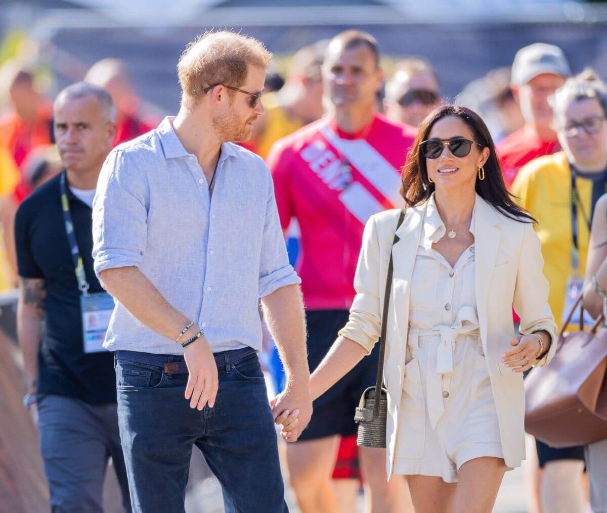 Prince Harry and Meghan Markle arrive for the cycling medal ceremony at the 6th Invictus Games