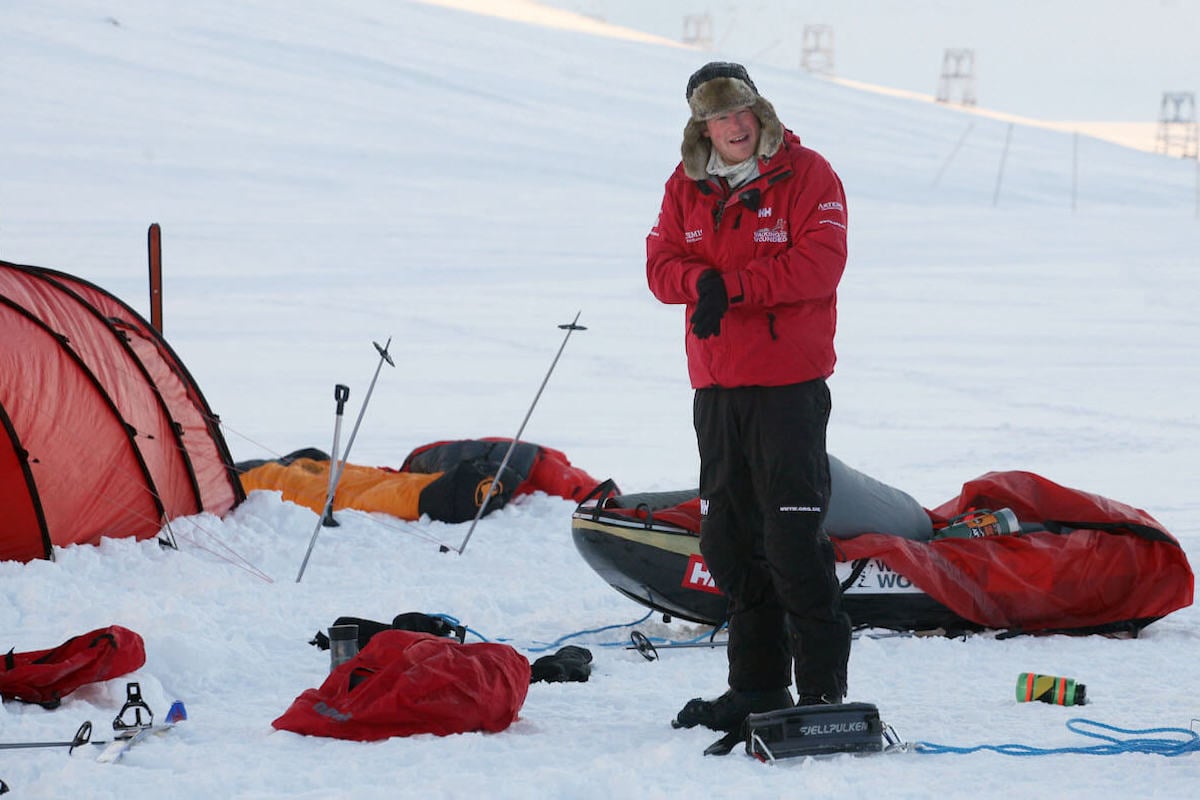 Prince Harry on an expedition to the North Pole where he got frostbite, as mentioned in 'Spare'