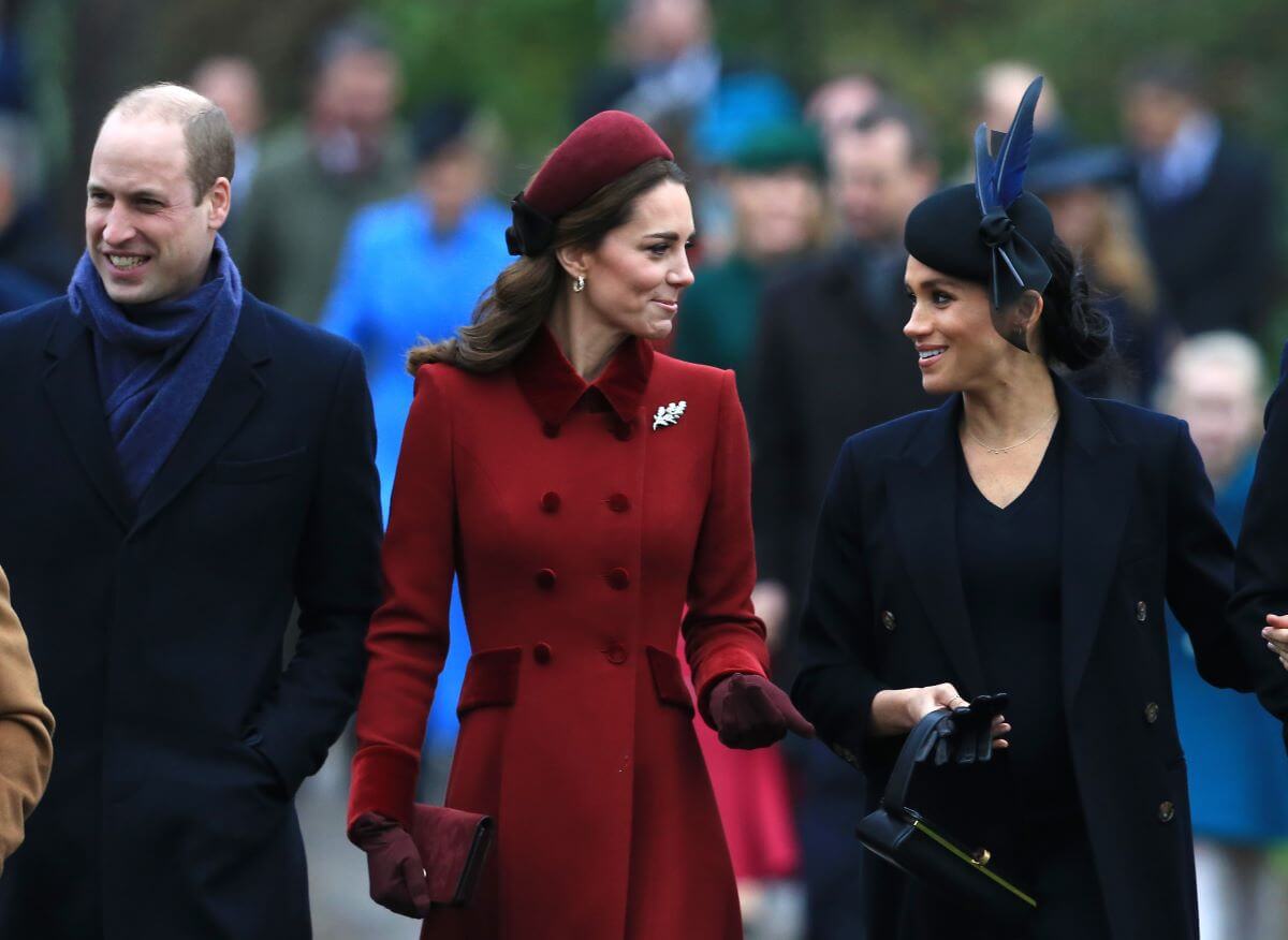Prince William, Kate Middleton, and Meghan Markle arrive to attend the 2018 Christmas Day church service at St. Mary Magdalene