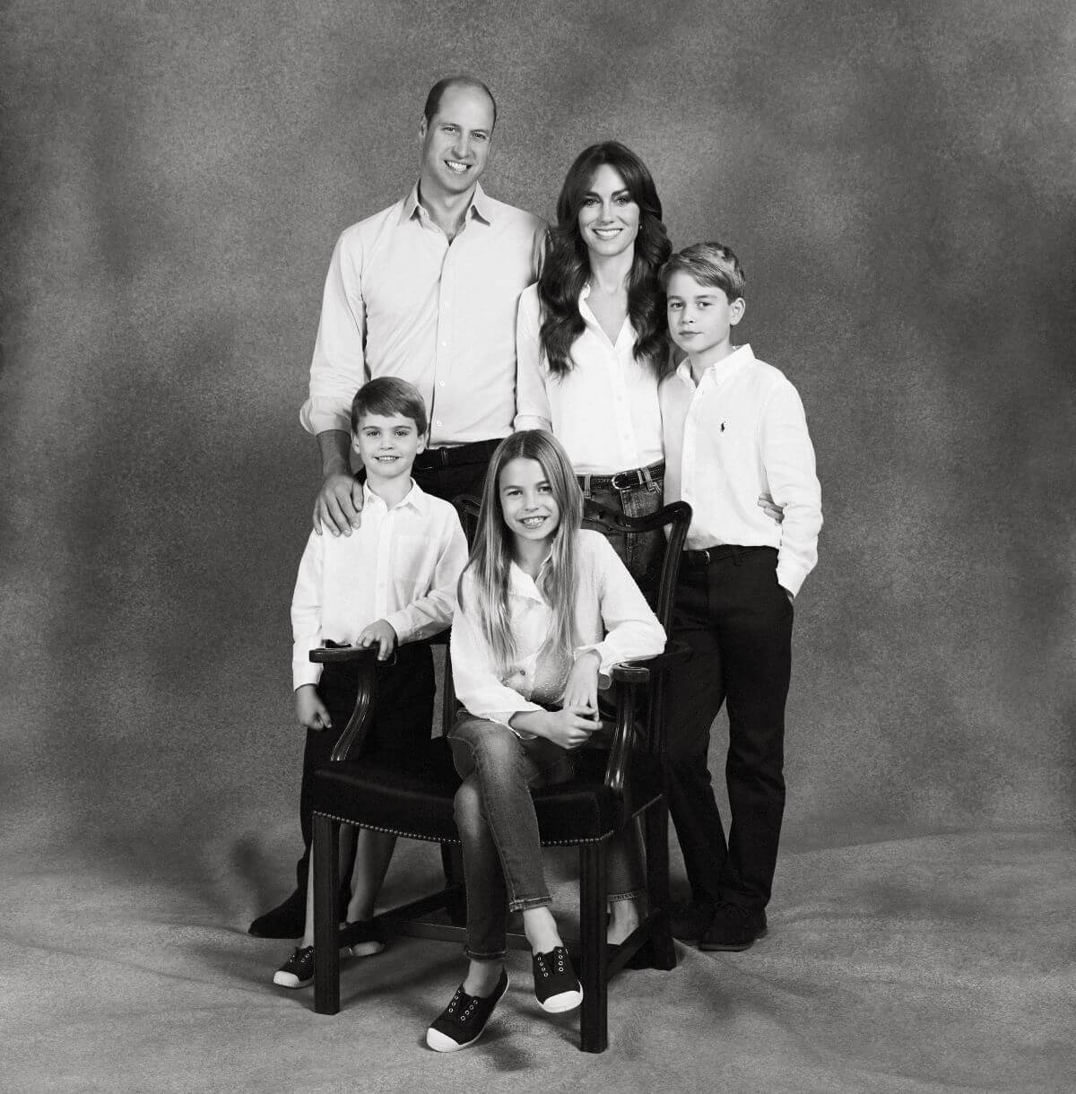 Prince William and Kate Middleton's posing with their three children Prince George, Princess Charlotte and Prince Louis, for the family's 2023 Christmas card