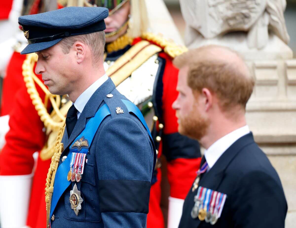 Prince William and Prince Harry, who a psychic says 'won't mend rift' in 2024, at the Committal Service for Queen Elizabeth II