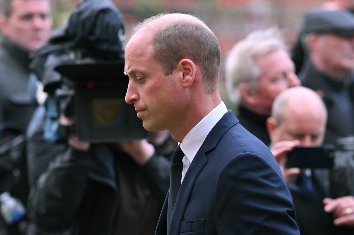 Prince William attends the funeral of Sir Bobby Charlton at Manchester Cathedral