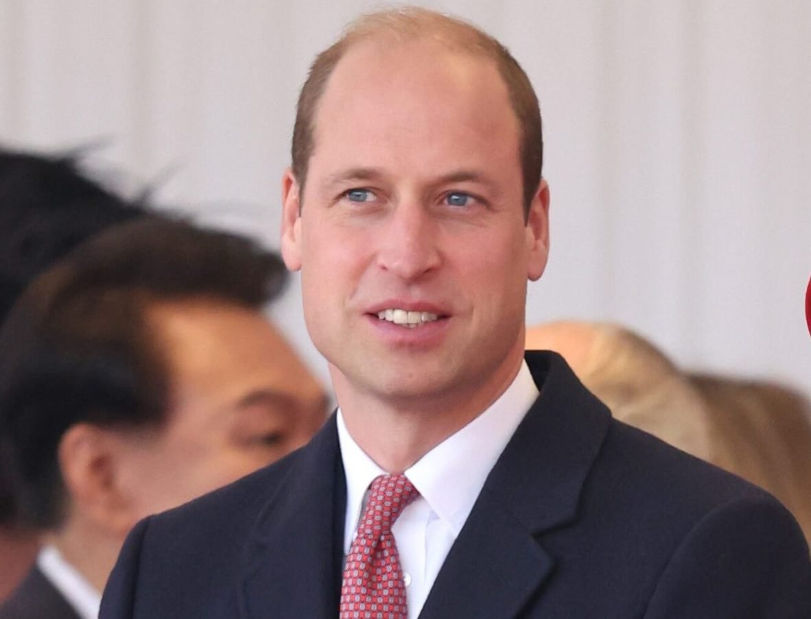 Prince William, who a body language expert says Christmas card shows he wants to be a 'down-to-earth' and 'relatable' monarch, attends a ceremonial welcome for the president of the Republic of Korea