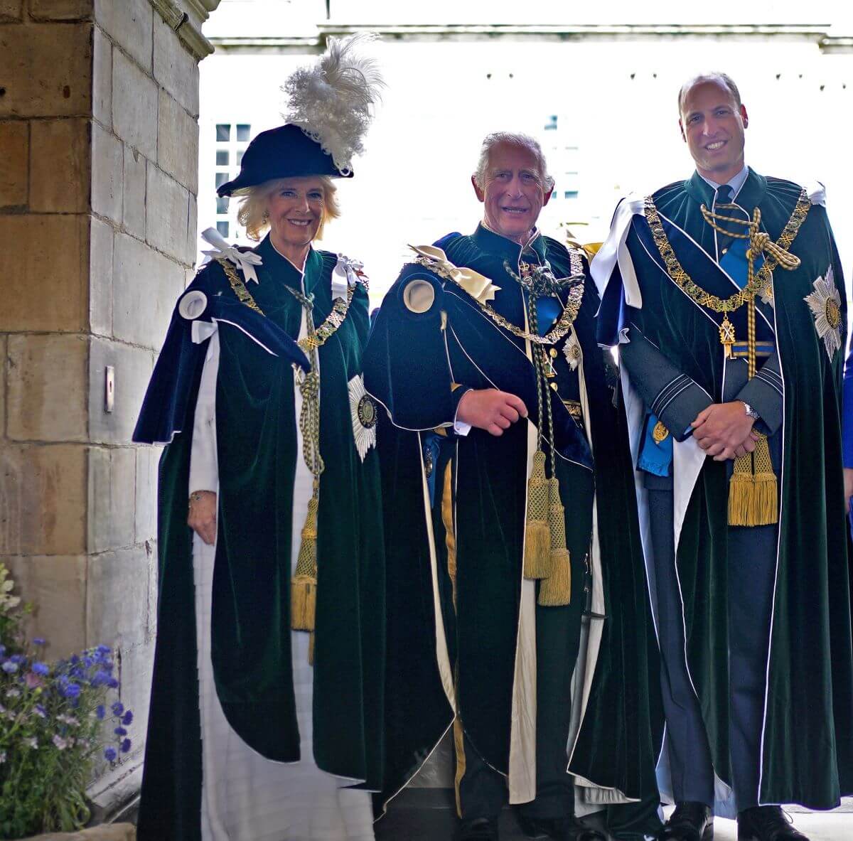 Queen Camilla, King Charles III, and Prince William at the Palace of Holyroodhouse after a National Service of Dedication and Thanksgiving