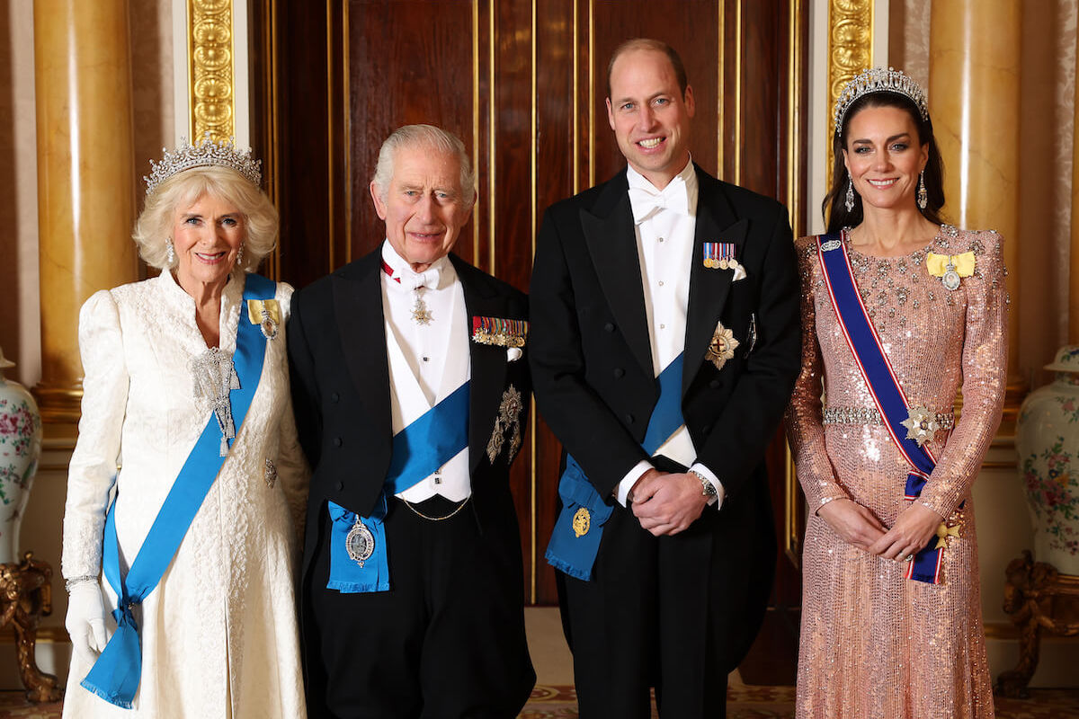 Queen Camilla, King Charles III, Prince William, and Kate Middleton at the Diplomatic Corps. reception