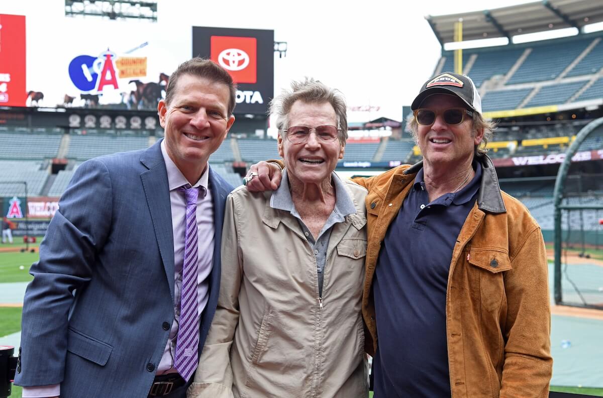 Ryan O'Neal with his son Patrick at an Angels game in 2022