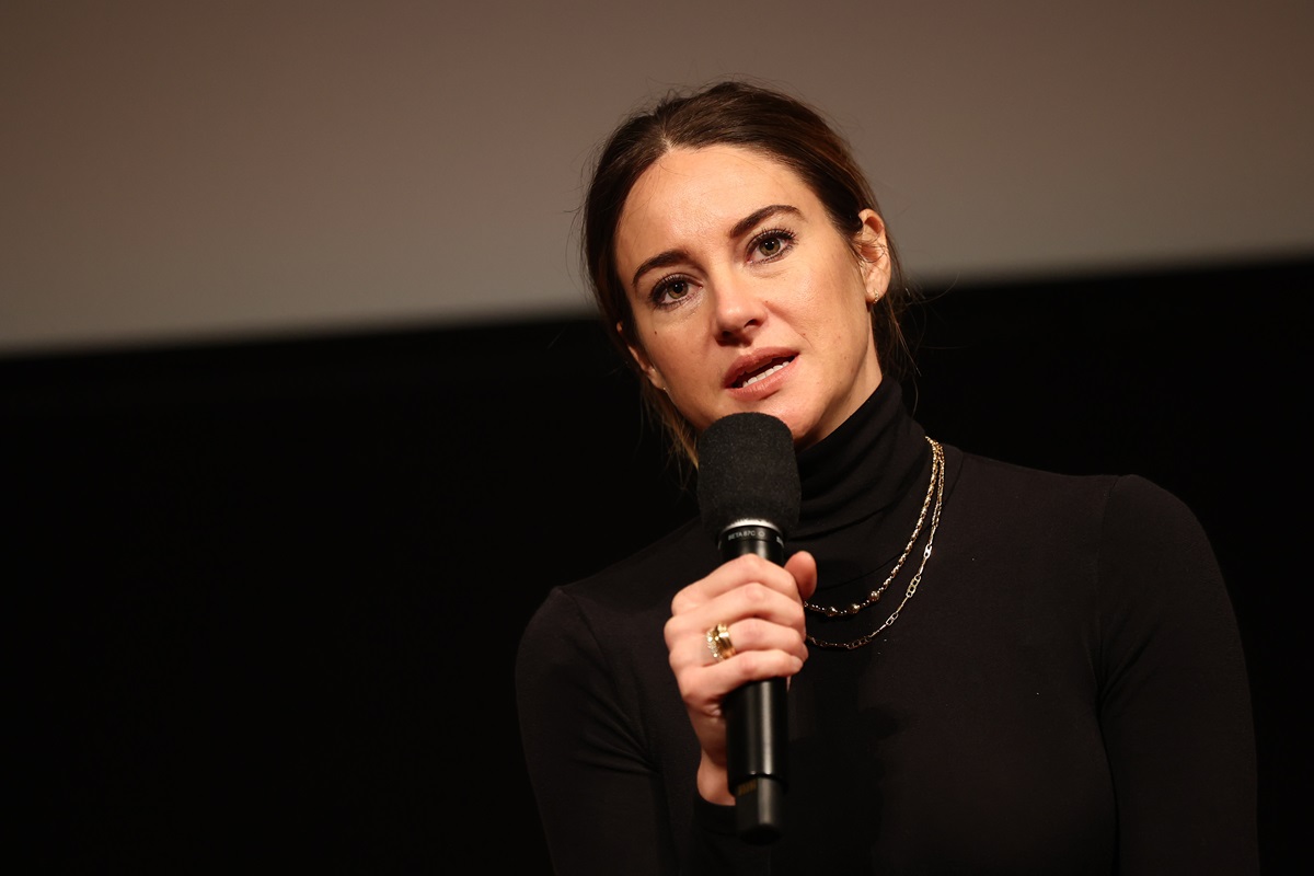Shailene Woodley sitting down at the the "Ferrari" Special Screening, Q&A.