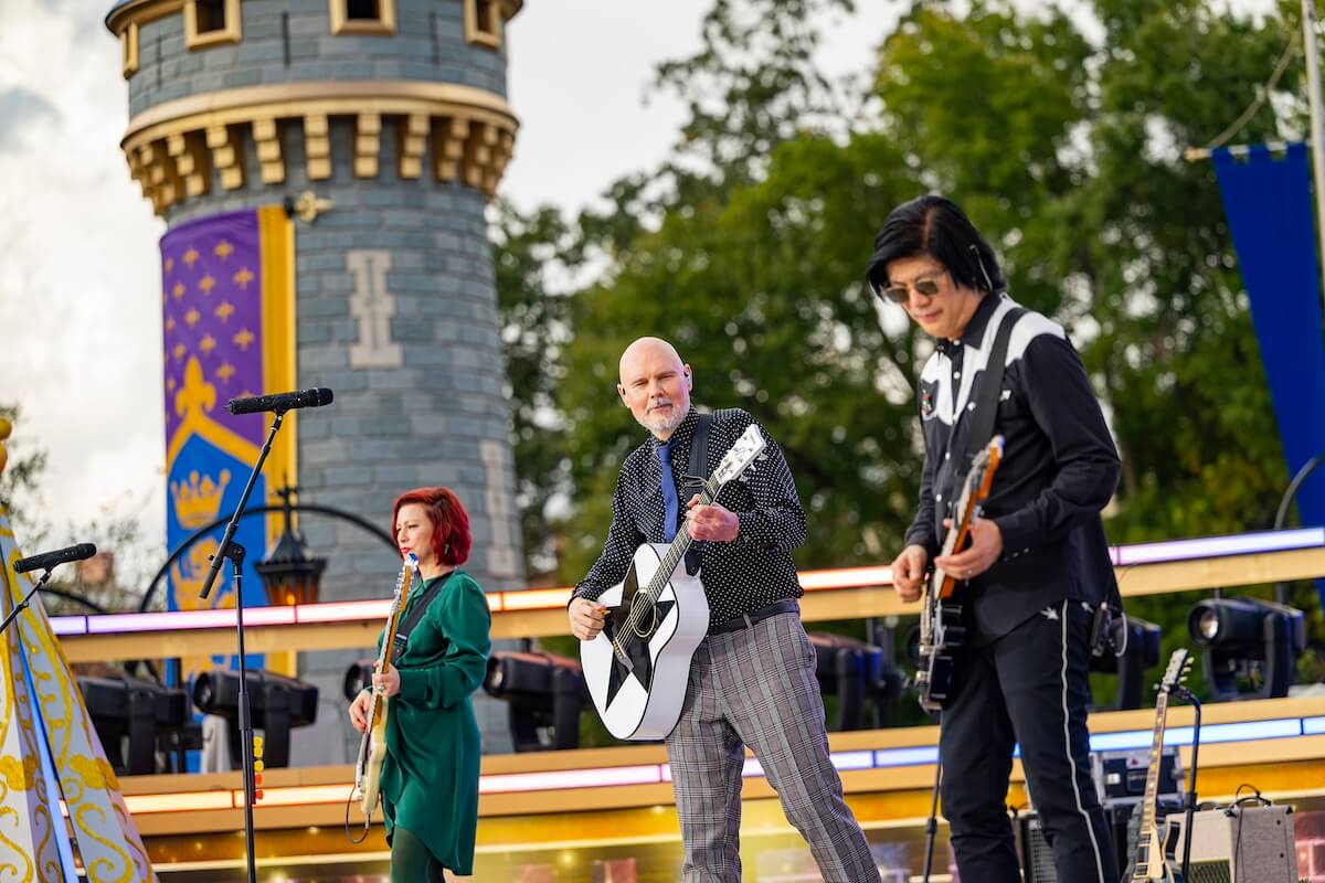 The Smashing Pumpkins perform at the 2023 Disney Christmas parade