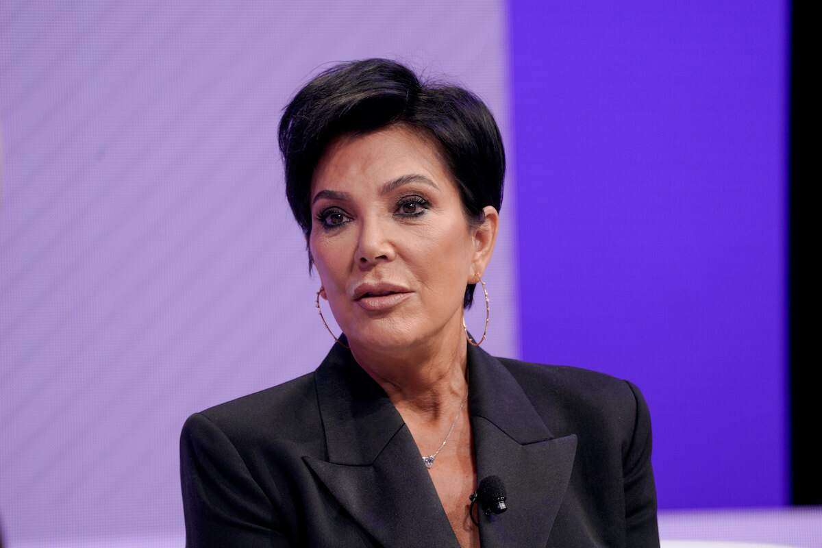 Kris Jenner speaks during a 2023 Bloomberg Screentime event while wearing a black blazer