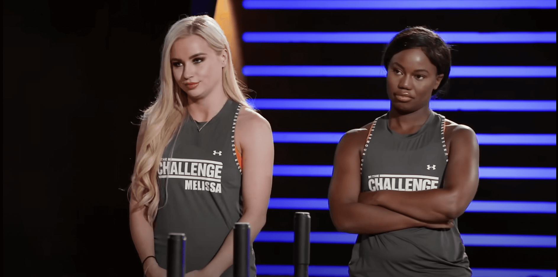 Melissa Reeves and Big T Fazakerley side by side before an elimination in 'The Challenge' Season 39 Episode 6