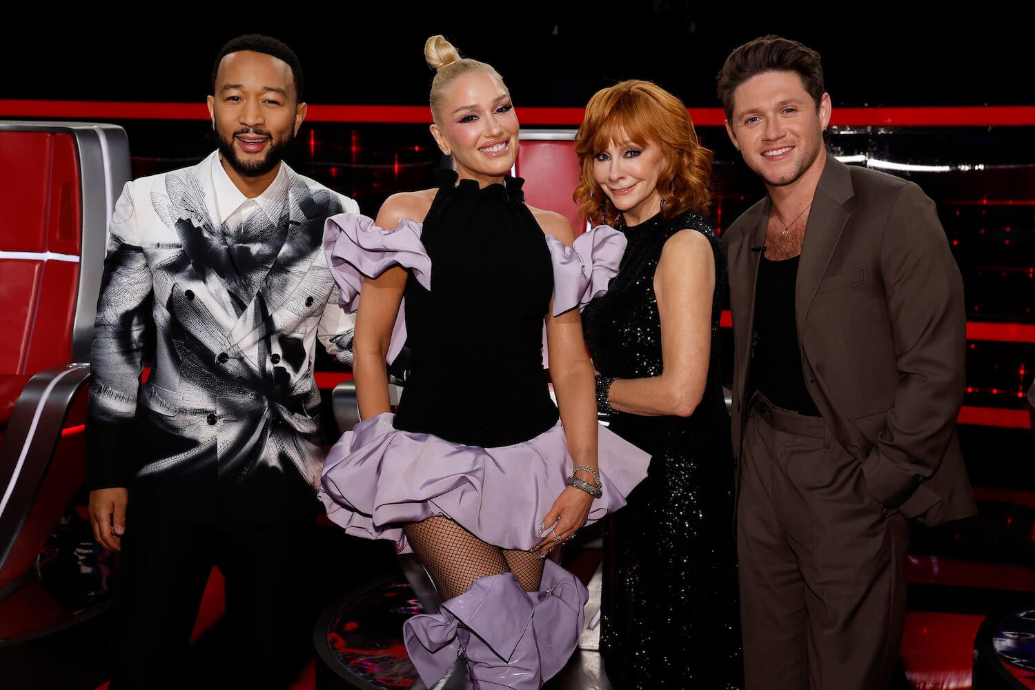 'The Voice' Season 24 coaches John Legend, Gwen Stefani, Reba McEntire, and Niall Horan posing together