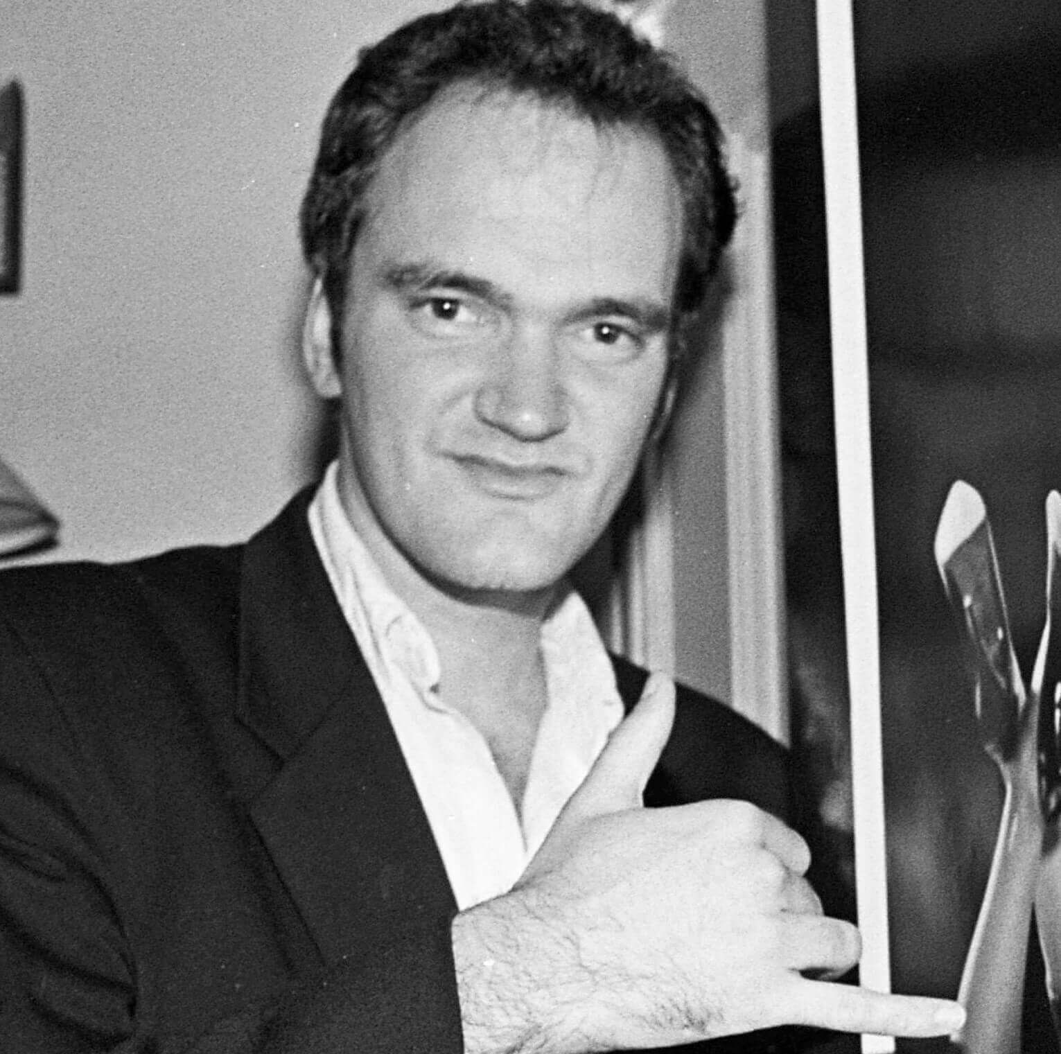 Quentin Tarantino in black-and-white