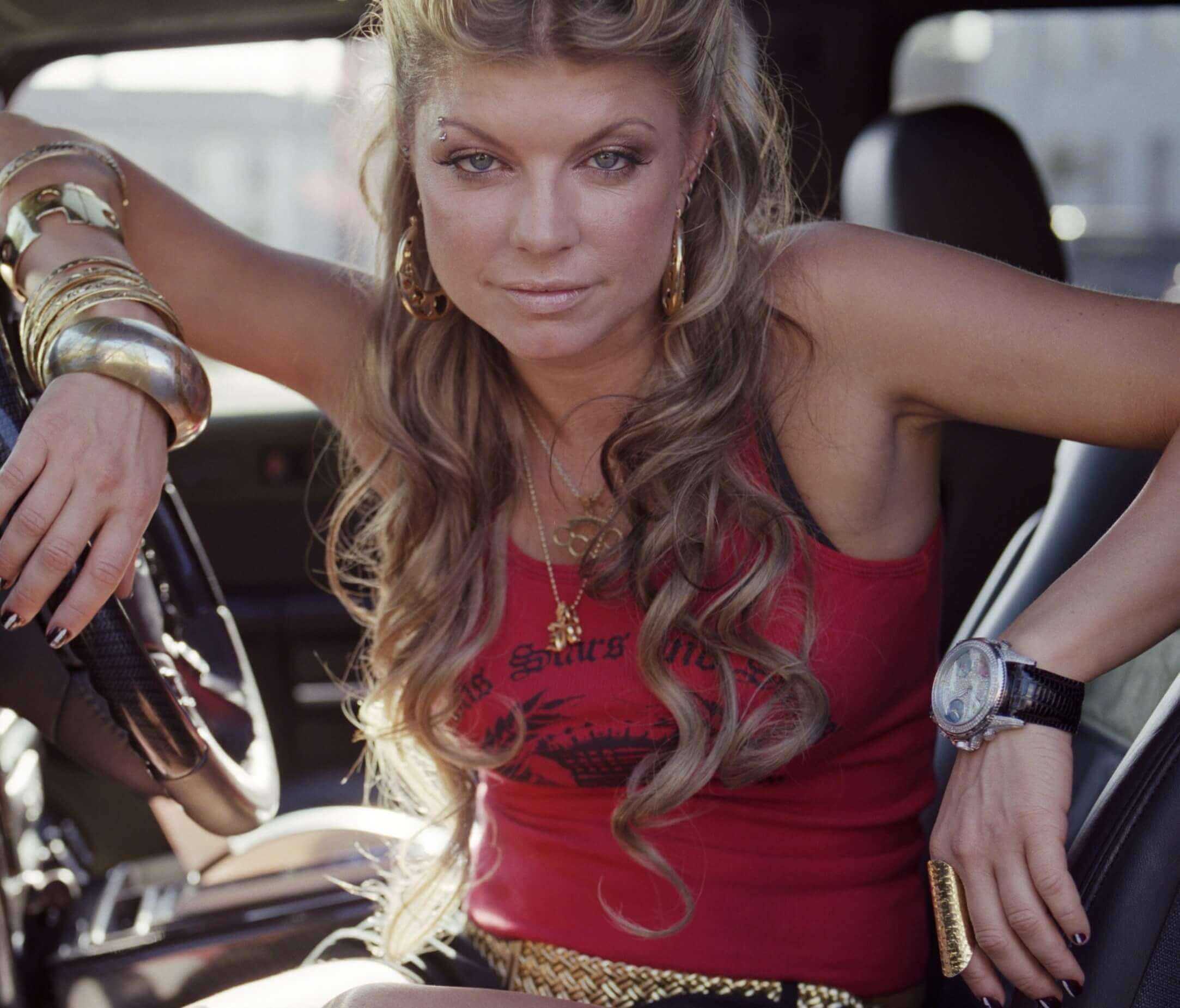 Fergie in a car