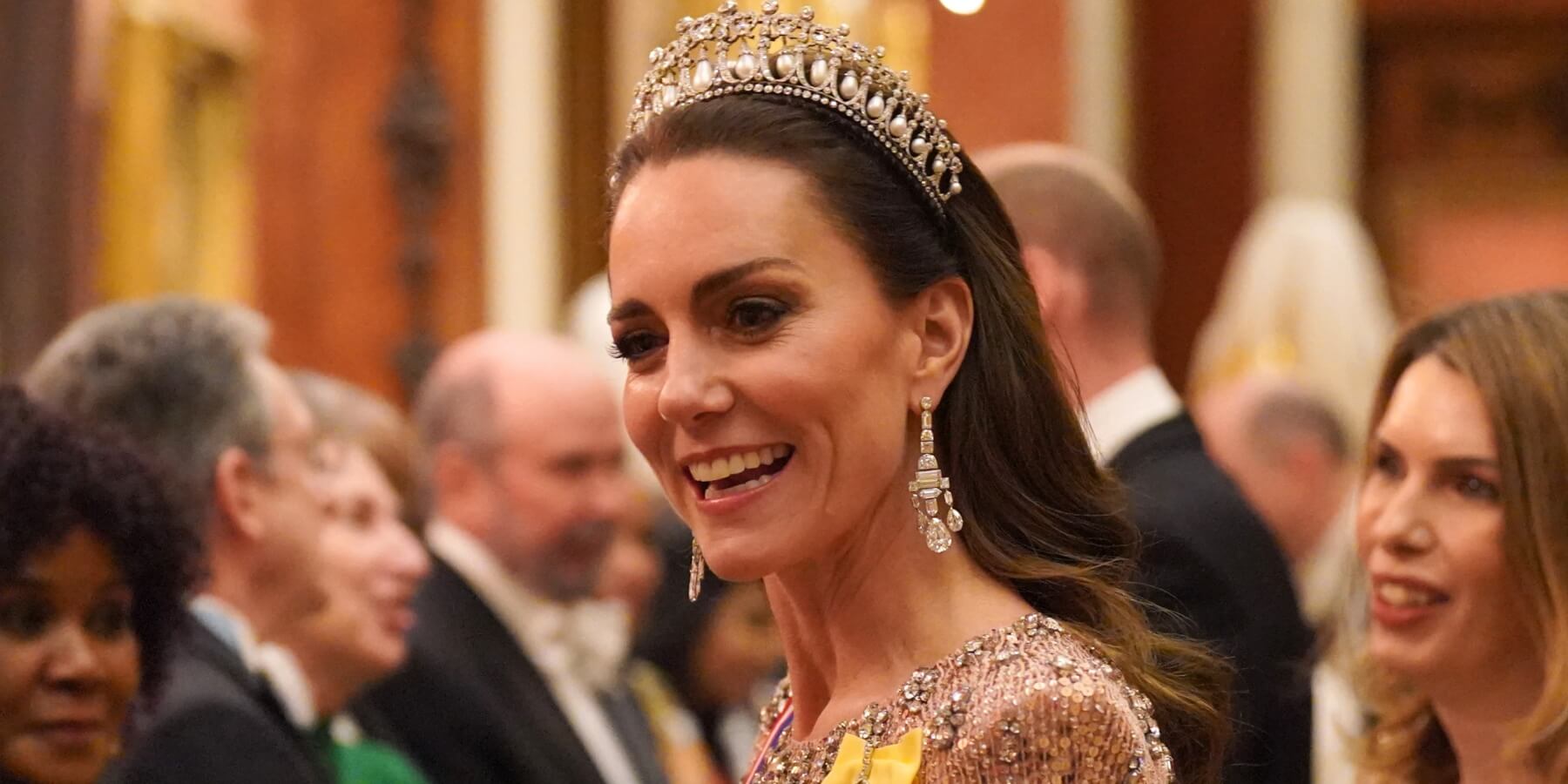 Kate Middleton at an evening reception for members of the Diplomatic Corps at Buckingham Palace on December 5, 2023 in London, England.