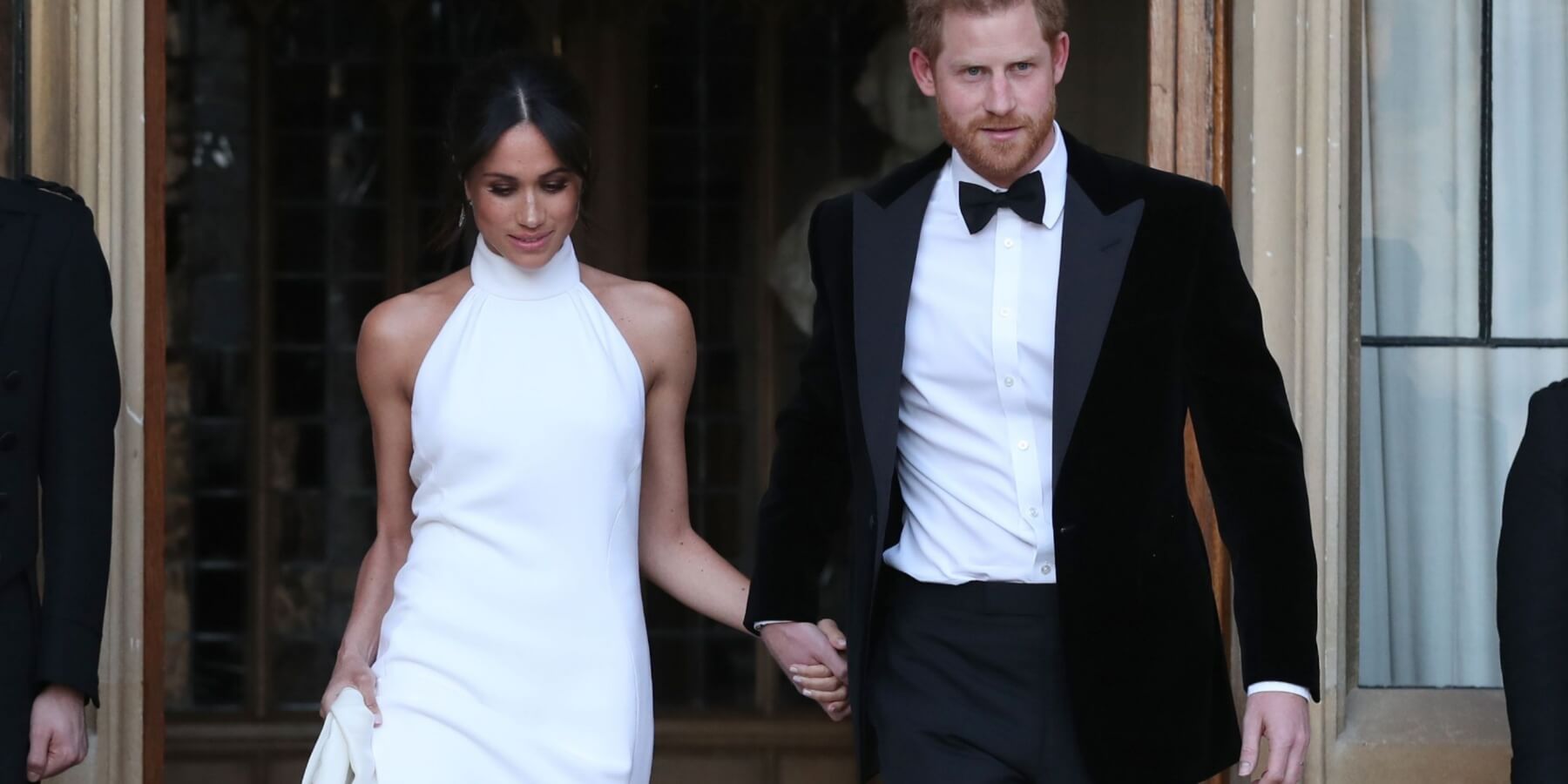 Meghan Markle and Prince Harry as they left Windsor Castle to head to their wedding reception in April 2018,