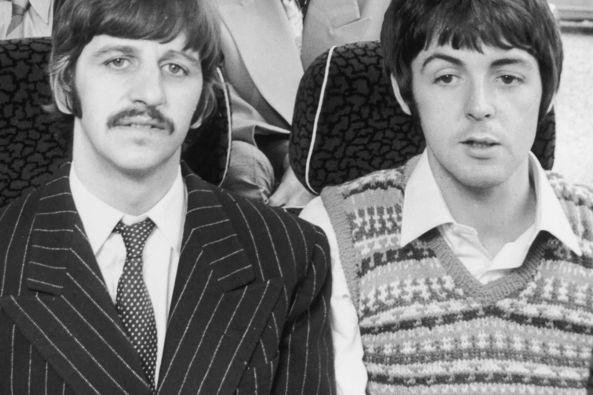 Ringo Starr and Paul McCartney on The Beatles' 'Magical Mystery Tour' bus