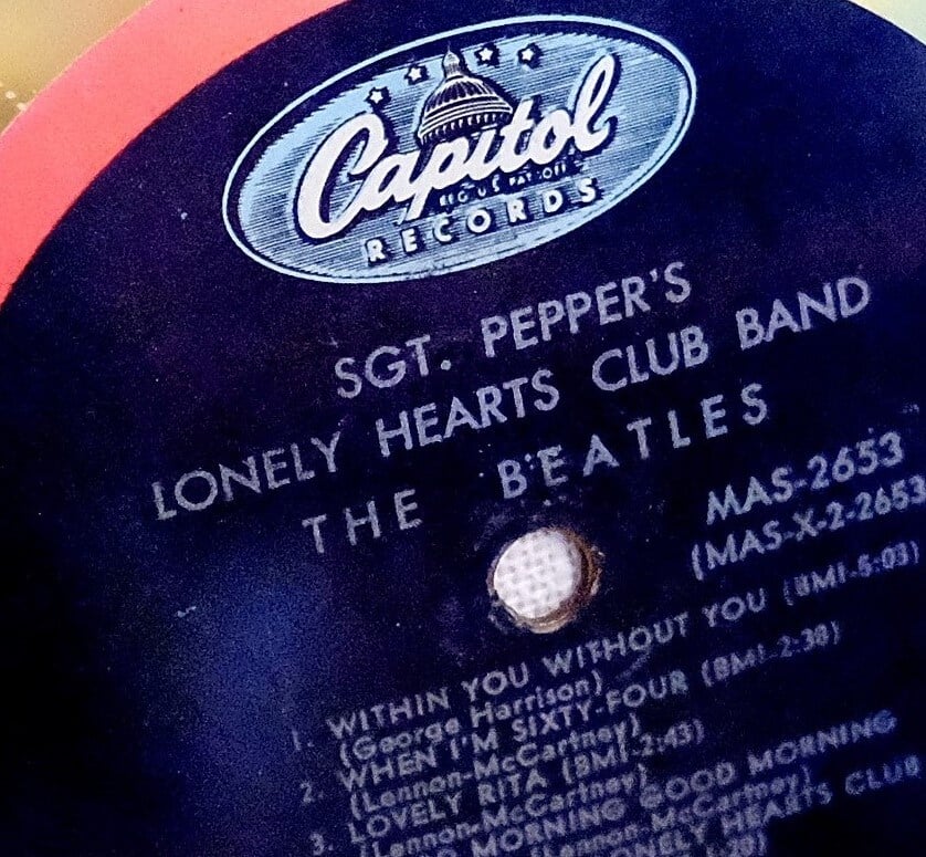 A vinyl copy of The Beatles' 'Sgt. Pepper's Lonely Hearts Club Band'