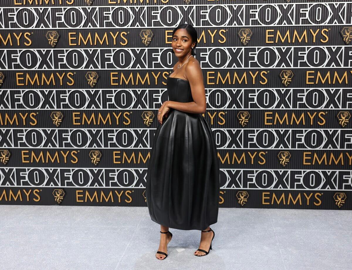 Ayo Edebiri arriving at the Primetime Emmy Awards.