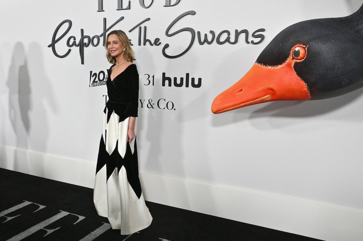 Calista Flockhart poses on the red carpet at the premiere of 'Feud: Capote vs. The Swans'