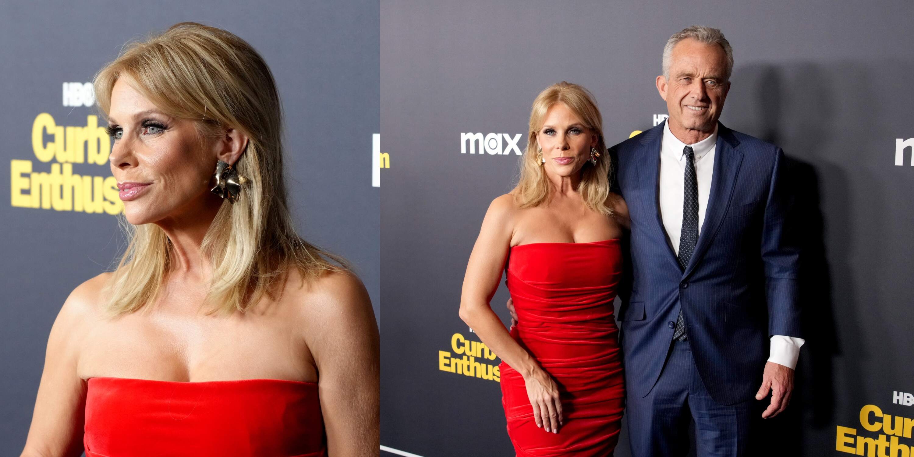 Curb Your Enthusiasm star Cheryl Hines and husband Robert F. Kennedy Jr. hold each other and pose for cameras