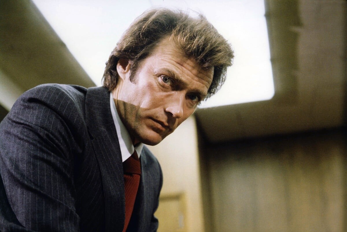 Clint Eastwood posing on the set of Dirty Harry.