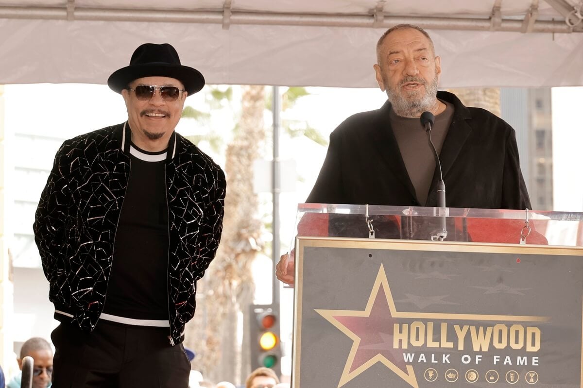 Ice-T standing next to Dick Wolf at the Hollywood Walk of Fame ceremony.