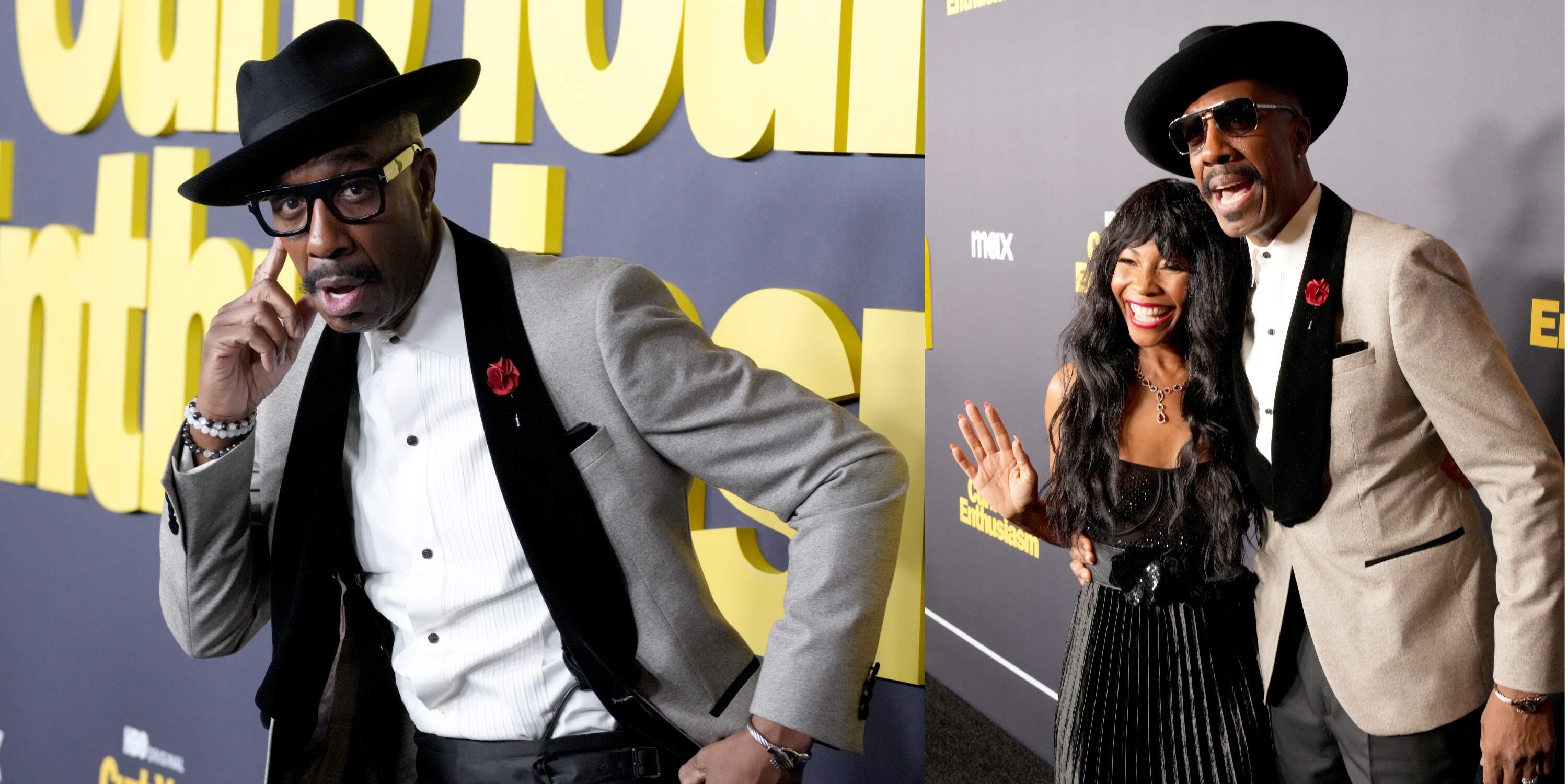 Married couple Shahidah Omar and J.B. Smoove pose together for cameras